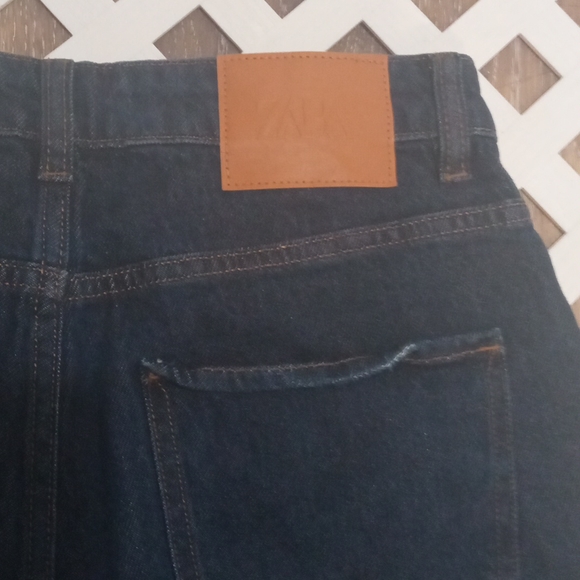 Zara Denim Dark Blue High Rise Mom Jeans - Picture 6 of 7